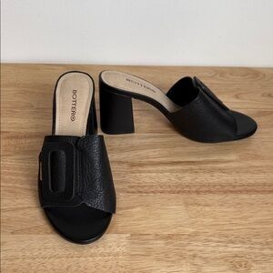 Black Women's BOTTERO slide block Heels | leather upper